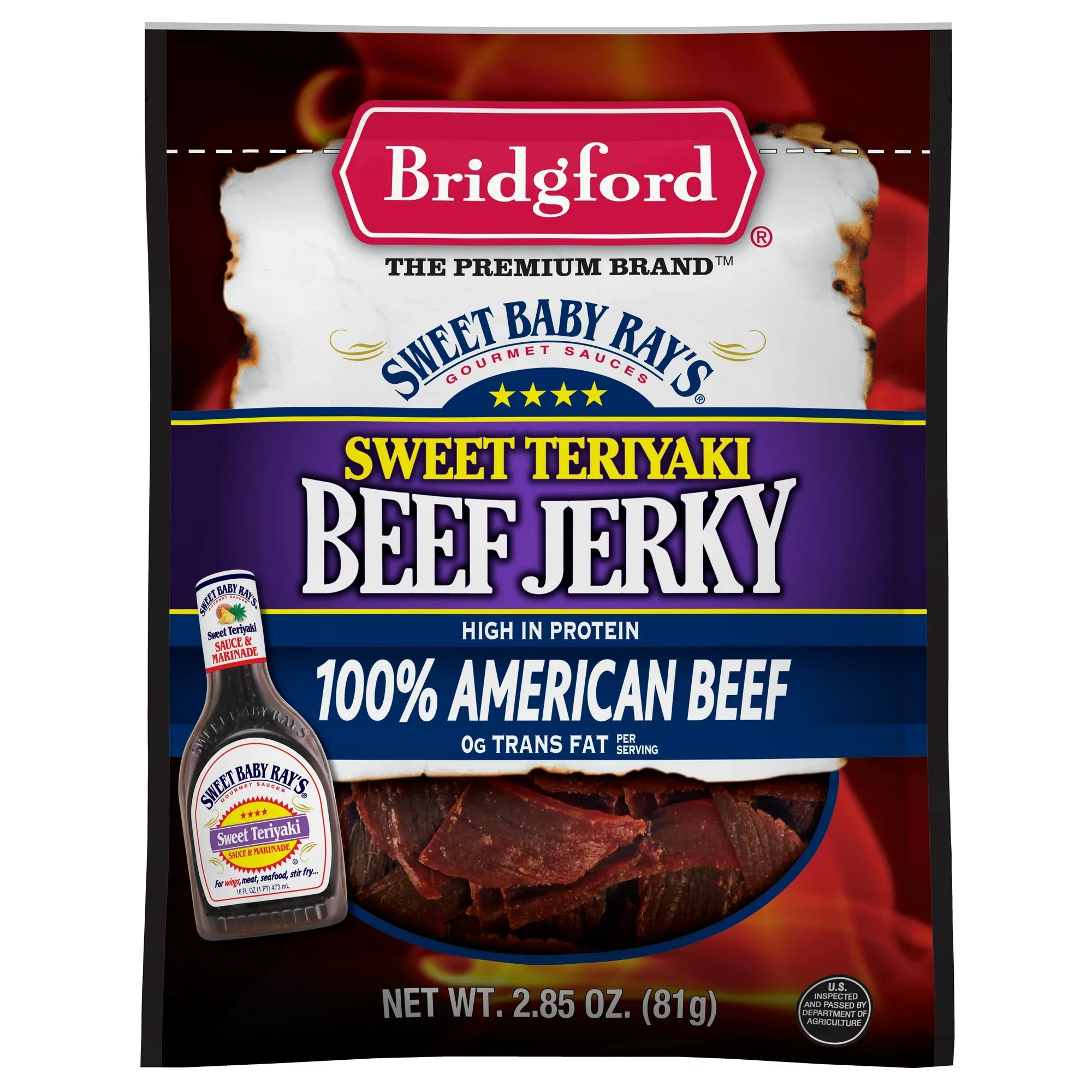 Bridgford Sweet Teriyaki Beef jerky 2.85 oz