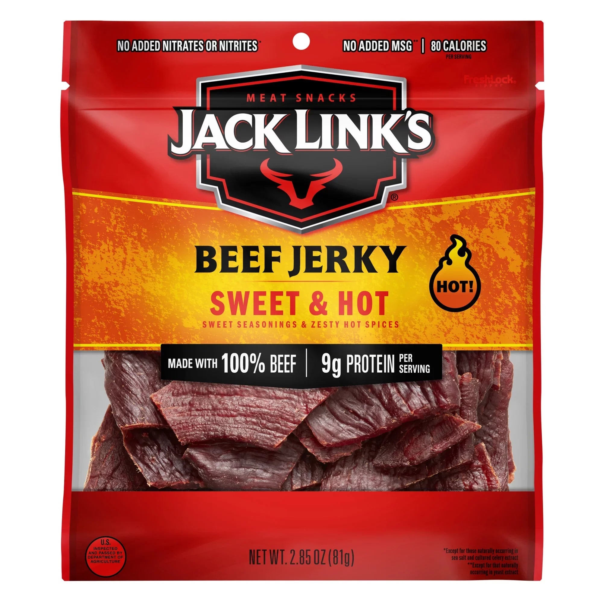 Carne seca de res de Jack Link, dulce y picante, 100 % carne de res