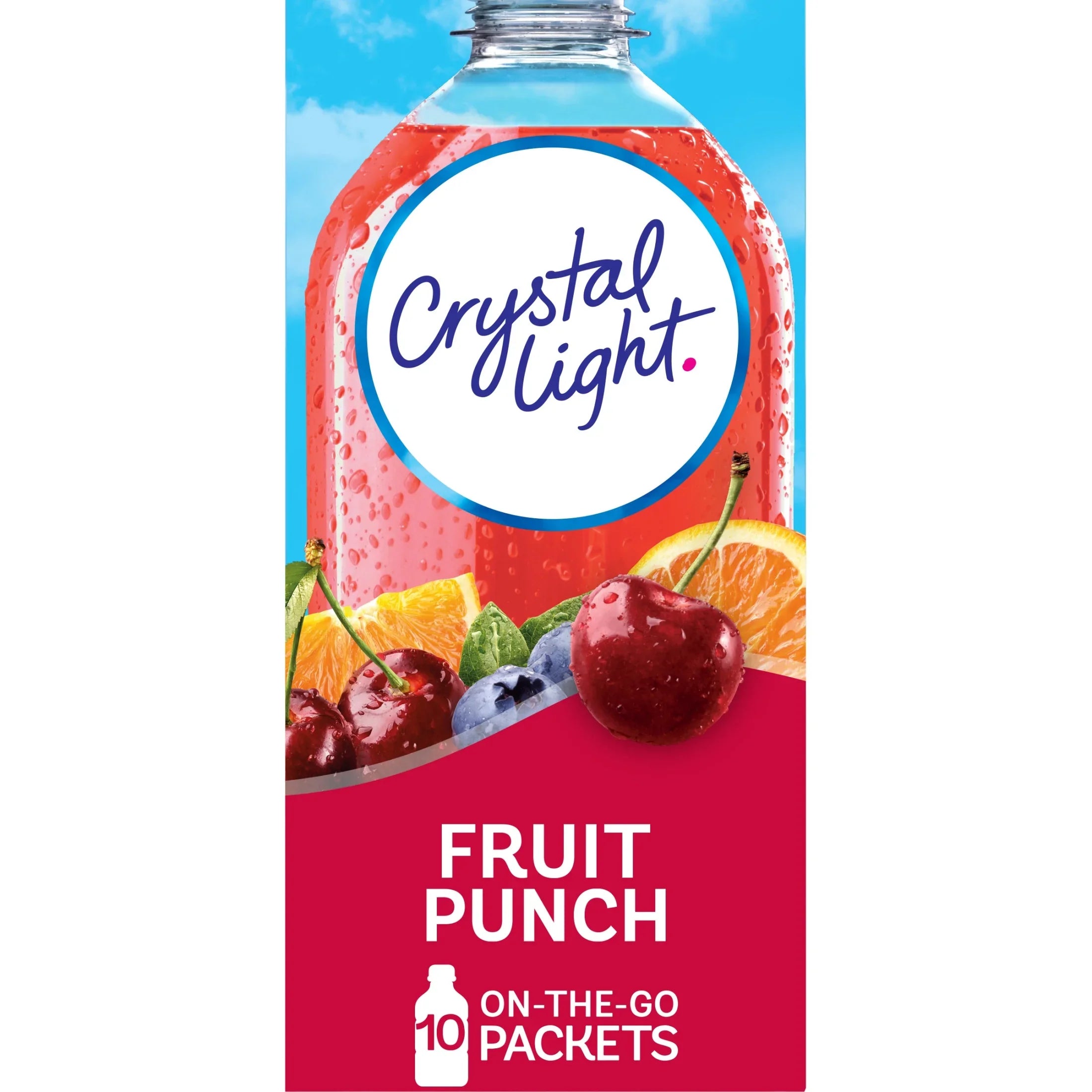 Mezcla para bebida sin azúcar Crystal Light Fruit Punch, sin cafeína, 10 unidades