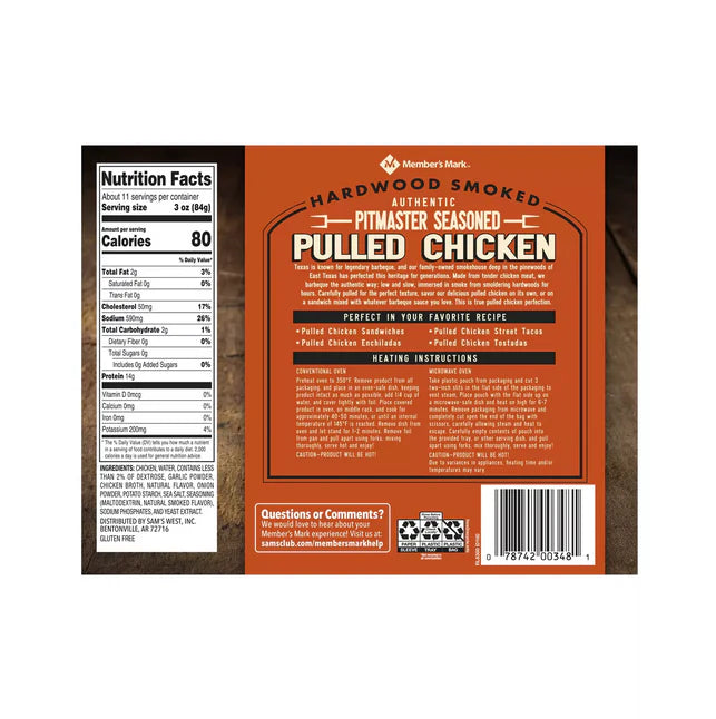 Member's Mark Seasoned Pulled Chicken – 2 LB.