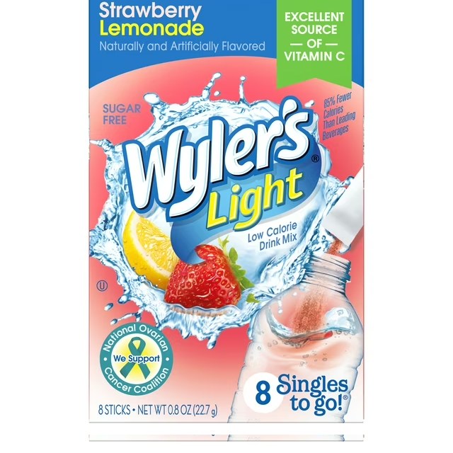 Wyler’s Light Drink Mix, Strawberry Lemonade – 8 ct (0.8 oz)